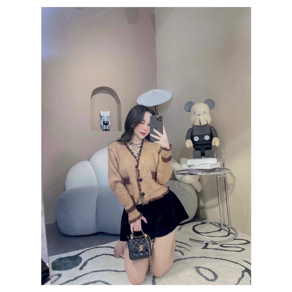 Áo khoác cardigan  - áo choàng nữ len miss khoác ngoài tay dài. Khoác Len lông Viền Tiểu Thư Quảng Châu L1