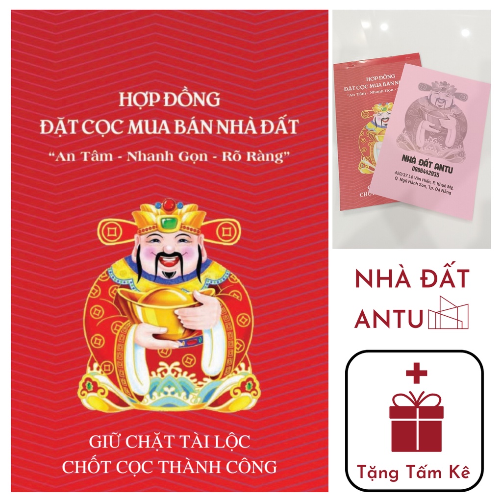 Hợp đồng đặt cọc nhà đất 2023 3 liên - Sổ cọc nhà đất 3 liên HD001 - Nhà Đất Antu