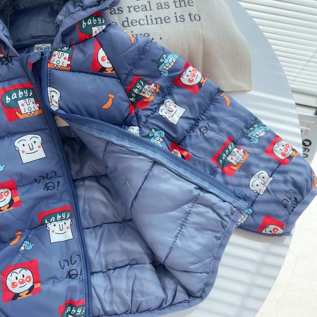 Áo phao tai gấu hoạ tiết dễ thương cho bé, áo khoác phao béo dày dặn ấm áp hàng quảng châu