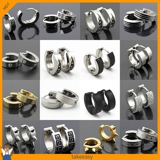 Khuyên tai tròn bằng thép không gỉ phong cách gothic thời trang cho nam và nữ