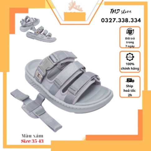 Sandal Nam Nữ Quai Ngang YANKI - YK00231 Thời Trang Thể Thao Học Sinh Viên Đi Học, Đi Chơi Đế Cao Su Màu xám droppihcm