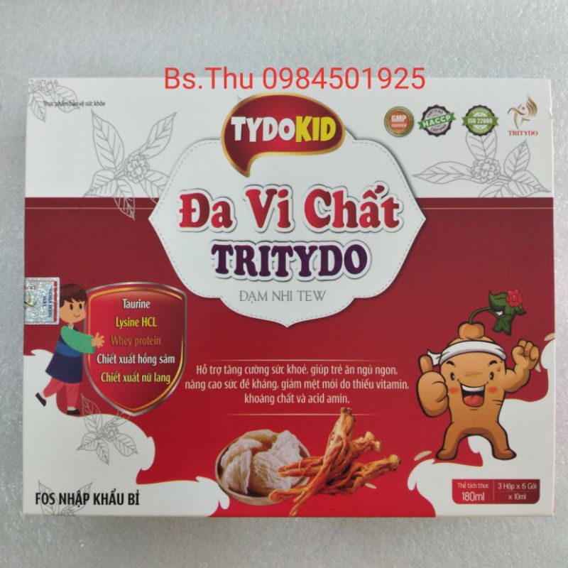 ĐA VI CHẤT TRITYDO TYDOKID đạm nhi tew hộp 18 gói giúp trẻ ăn ngủ ngon, hỗ trợ tăng cường sức khỏe