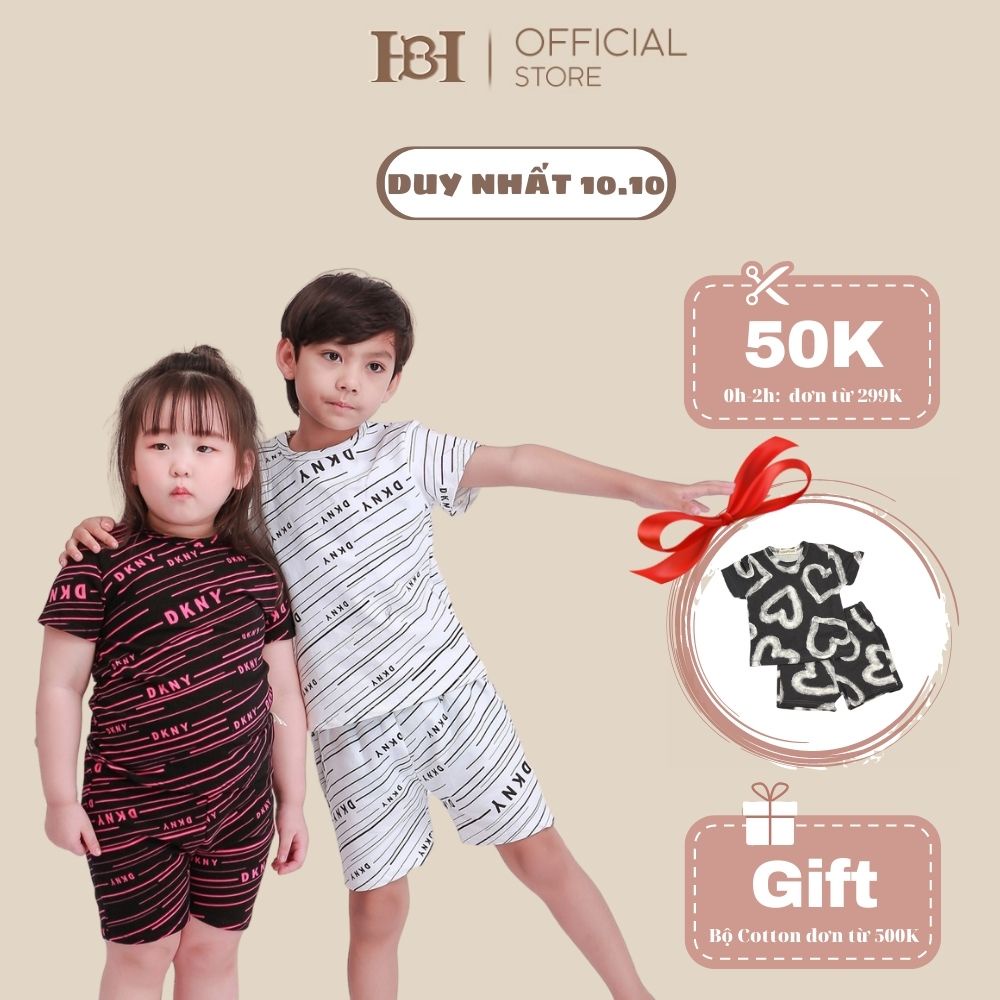 Quần Áo Bé Trai Hapiibabii Đồ Bộ Bé Gái Thun Cotton Họa Tiết DKNY Cho Bé Trai Bé Gái Mặc Ở Nhà Mùa Hè (1-10 Tuổi)