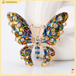 (jewelrystore) Ghim cài áo hình bướm bằng kim loại có đính đá nhiều màu cho nữ