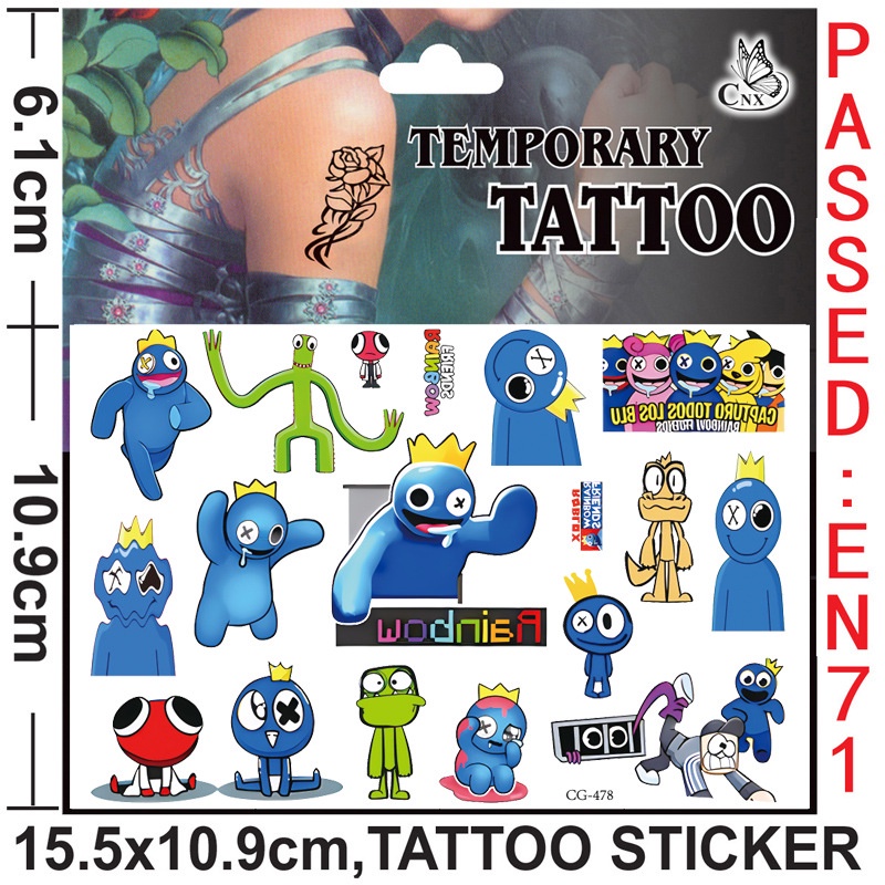Miếng Dán Xăm Hình NS3 Roblox rainbow friends Chống Nước Cho Trẻ Em