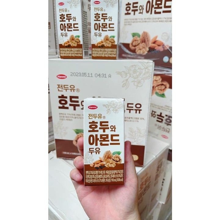 (Xách 16 hộp) Sữa hạnh nhân óc chó đậu đen Hàn Quốc HANMI 190ml