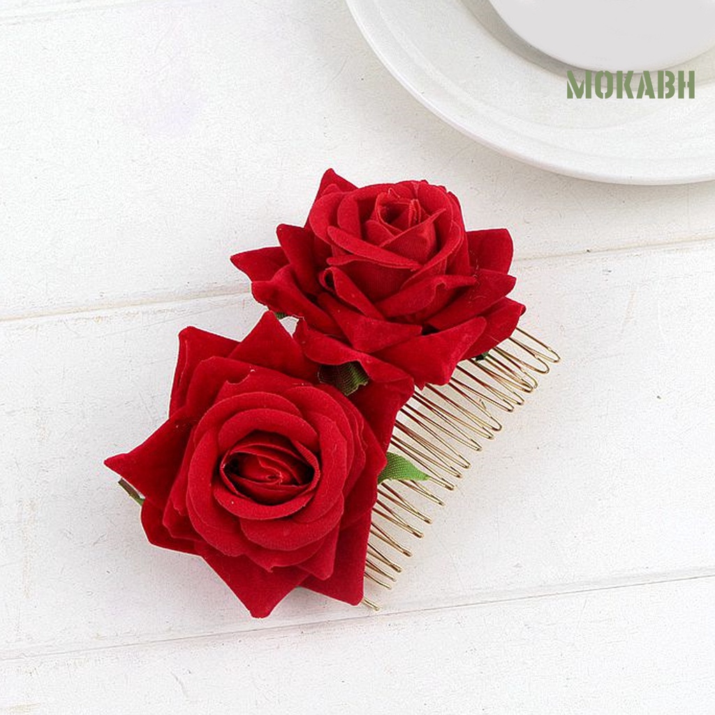 Lược Cài Tóc Hình Hoa Hồng Thật Chống Trượt Trang Trí Tóc Cho Đám Cưới