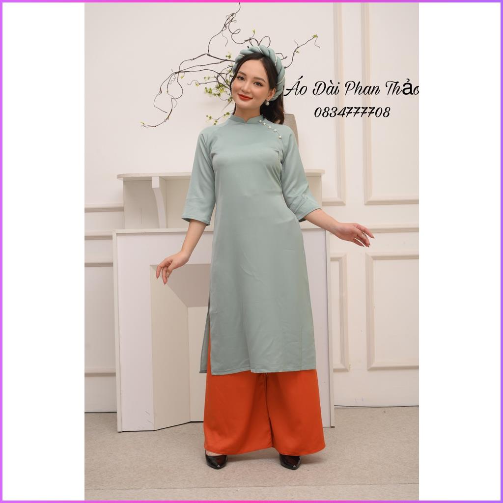 Áo Dài Nữ Cách Tân Một Màu Chất Lụa Siêu Đẹp - Áo Dài Nữ Tây Thi Lụa Cao Cấp  - Shop PT