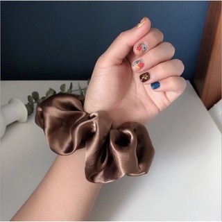 Scrunchies cột tóc phi lụa cỡ lớn màu trơn đơn giản