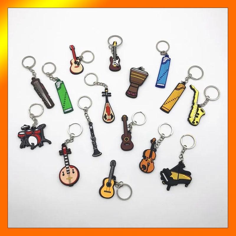 Móc Khóa Cao Su PVC Mềm Hình Đàn Guitar / Violin