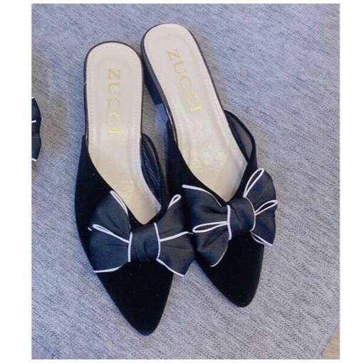 Giày sục dạ mũi nhọn nơ xinh 2cm - Rosa fashion -BB-0190