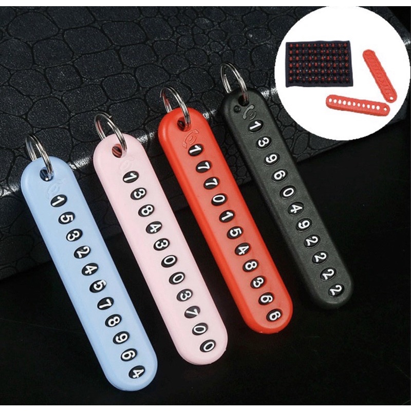 Móc chìa khoá gắn bảng số điện thoại ô tô, xe máy màu đen