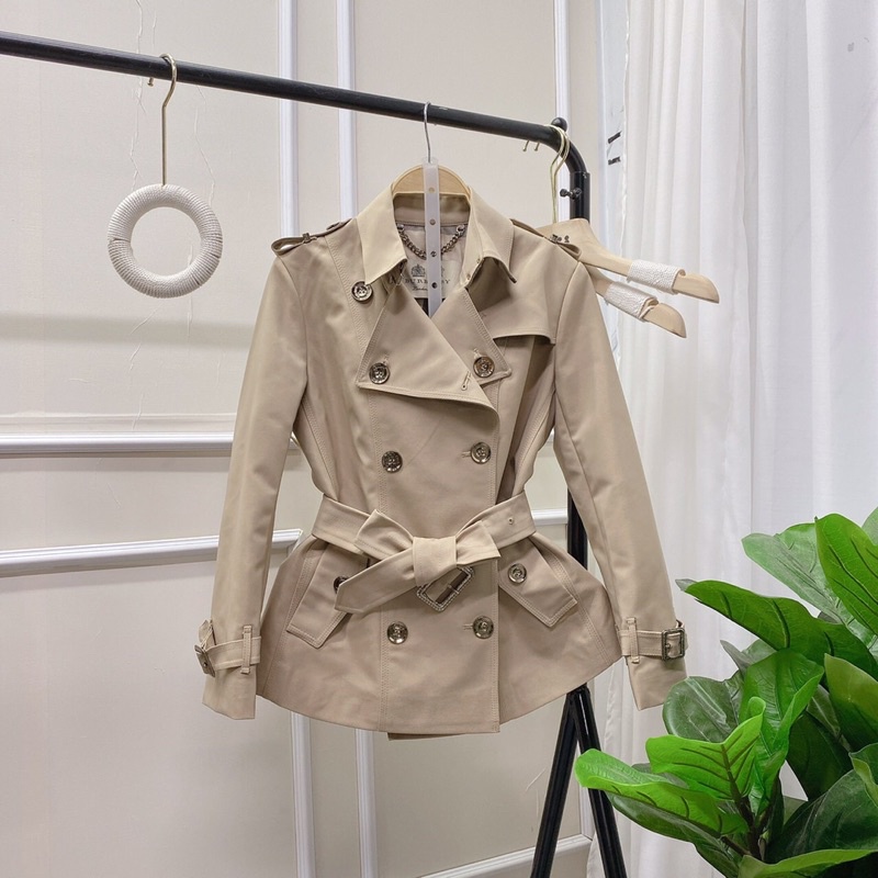 Áo khoác măng tô bbr kaki dáng ngắn QCCC