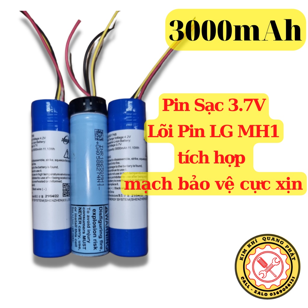 Pin 18650 LG Mh1 3000mAh Tích Hợp Mạch Bảo Vệ Xịn - Dùng Loa Blt, Máy Trợ Giảng, Đồ Chơi, Diy, (Dung Lượng Thực 3200mAh)