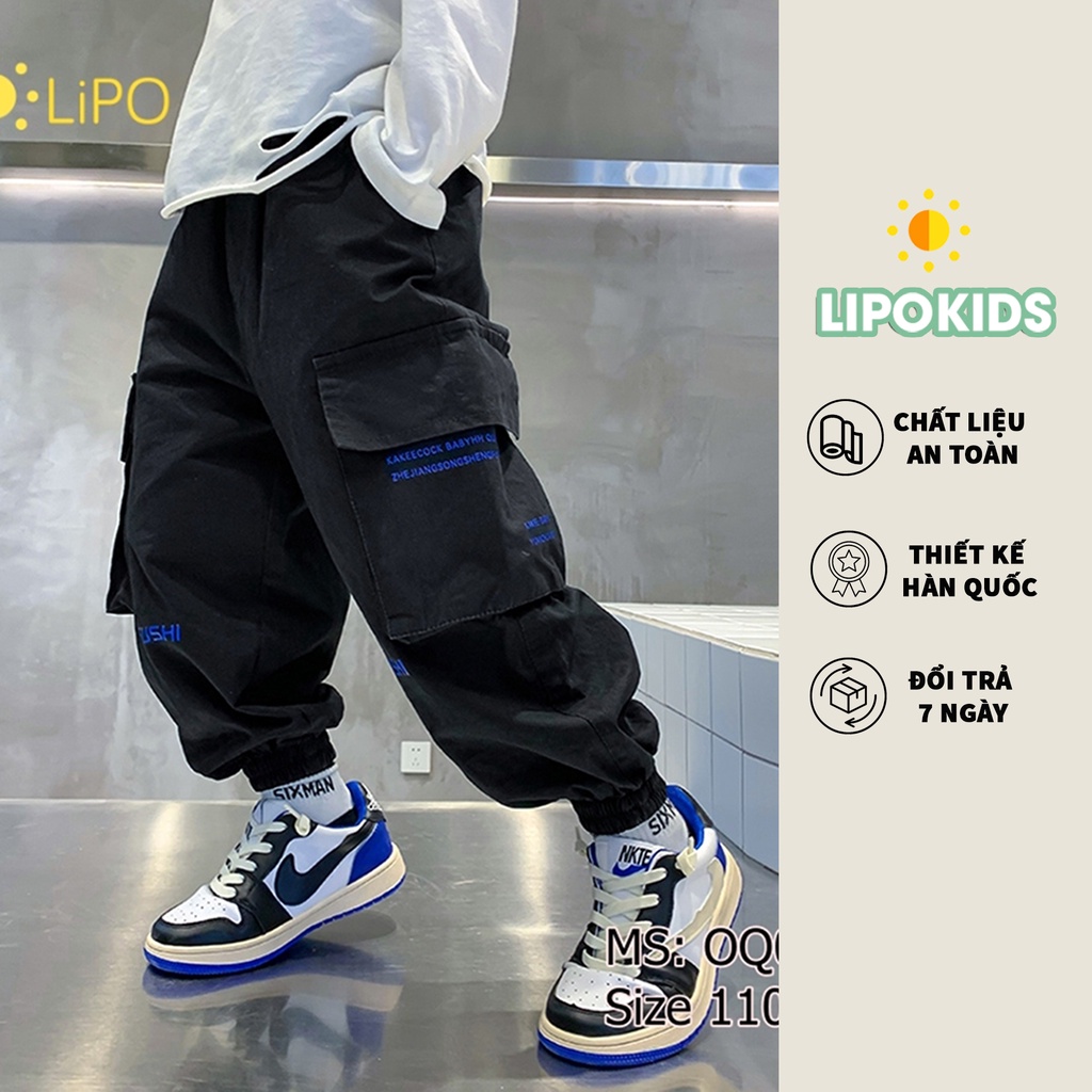 (New) Quần Jogger Bé Trai, Quần Kaki Bé Trai Túi Hộp Size Đại 4 5 6 7 8 9 10 12 14 tuổi OQ056/57 Lipokids