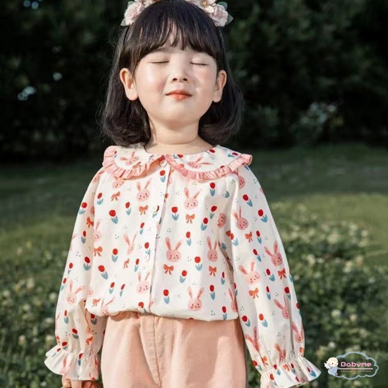 Áo Thun Cổ Búp Bê Họa Tiết Hoạt Hình Dễ Thương Cho Bé Gái