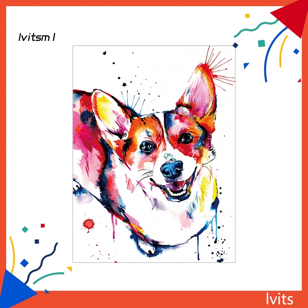 Tranh vải canvas treo tường trang trí hình chú chó corgi dễ thương - ảnh sản phẩm 1
