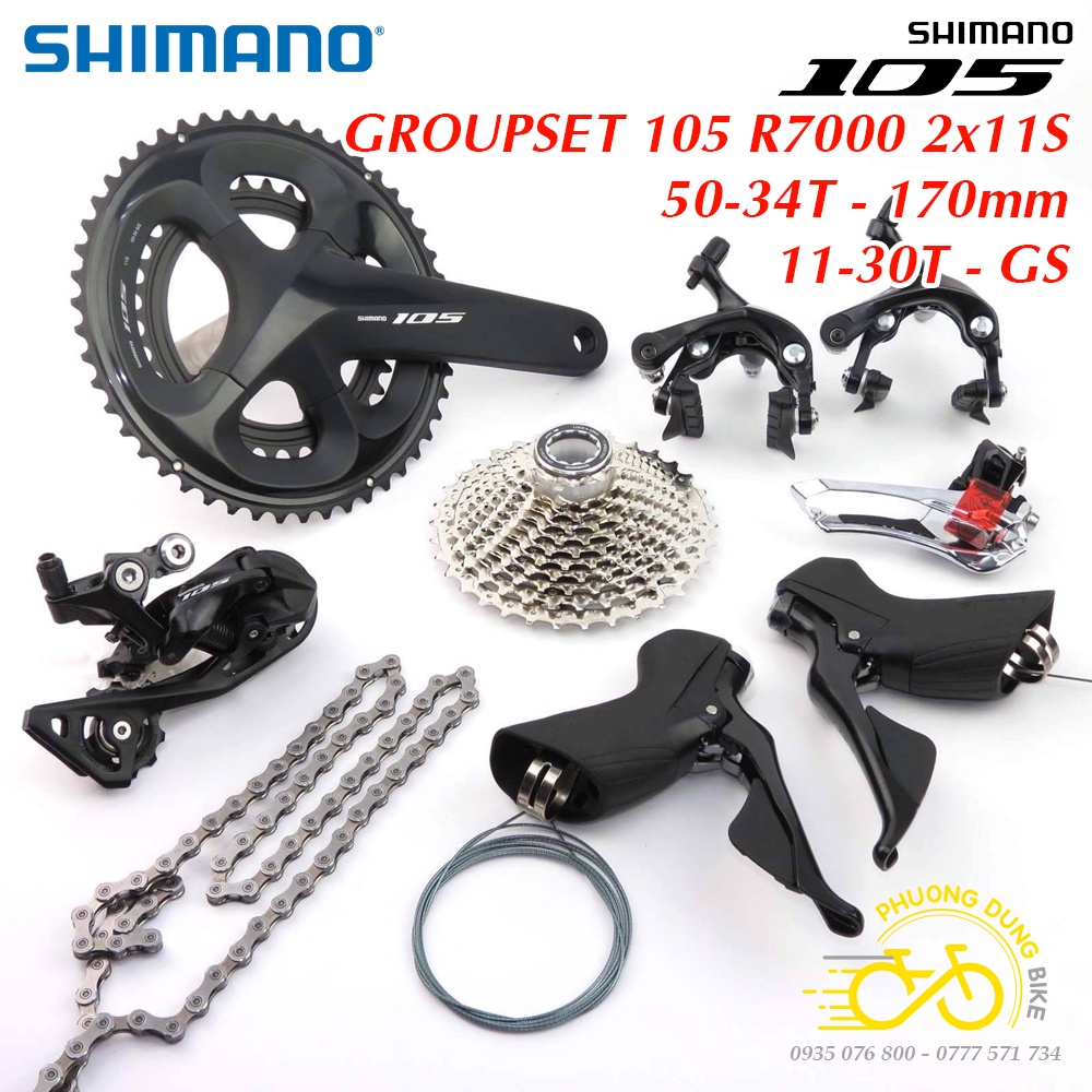 Bộ groupset chuyển động xe đạp SHIMANO 105 R7000 - 50-34T 170mm - 11-30T - GS