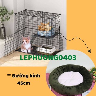 Đệm, nệm ổ nằm tròn đường kính 45cm dành cho chó, mèo,thỏ size 5kg vải mềm, mịn, êm