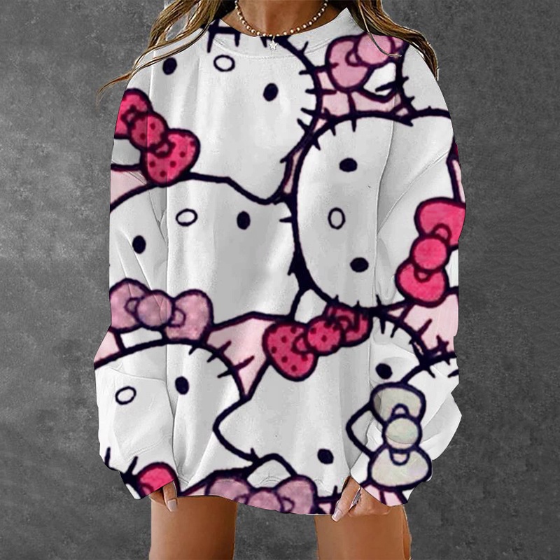 Áo Hoodie Tay Dài Y2K Hello Kitty Phong Cách Harajuku Đường Phố Thường Ngày Cho Nữ
