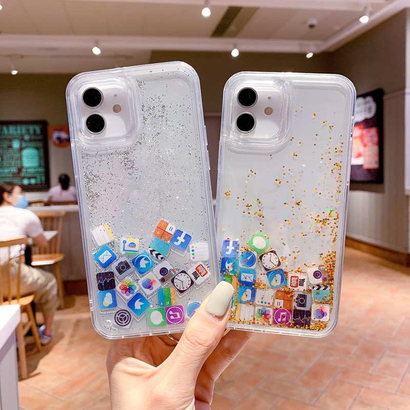 Ready Stock Shockproof Transparent App Icon Phone Case Compatible For iPhone 14 13 12 11 Pro Max XS Max XR X 8 7 Plus Hot Sell