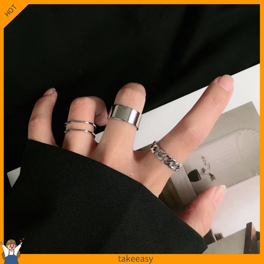 Set 3 Nhẫn Đeo Khớp Ngón Tay Phong Cách Hip Hop Cho Nữ