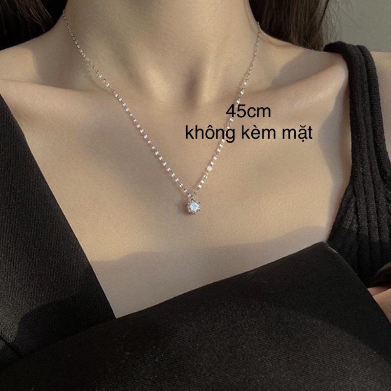 Dây chuyền bạc ý s925 dây trơn không kèm mặt dạng xích dẹt nhẹ nhàng nữ tính vòng cổ nữ bạc thật giá rẻ