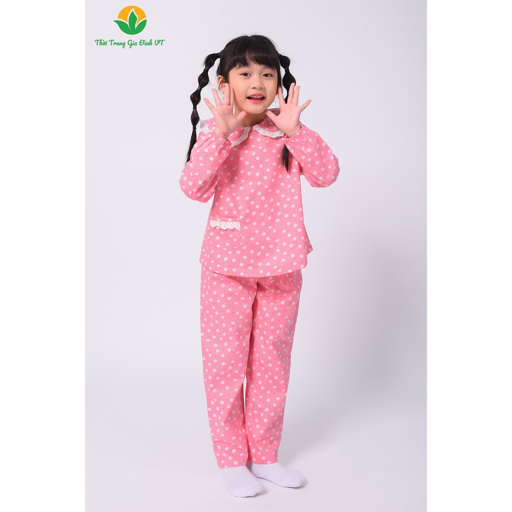 Bộ pijama Việt Thắng quần dài, áo dài bé gái COTTON B70.2212