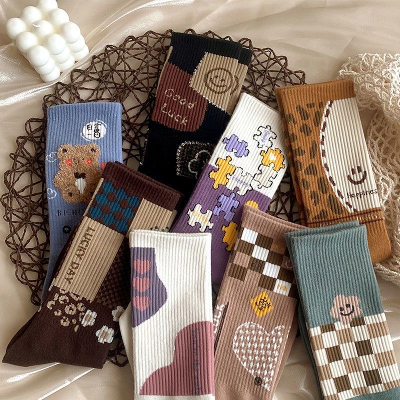 Vớ cotton Dày Cổ Cao Thời Trang Thu Đông Phong Cách Hàn Quốc Dành Cho Nữ