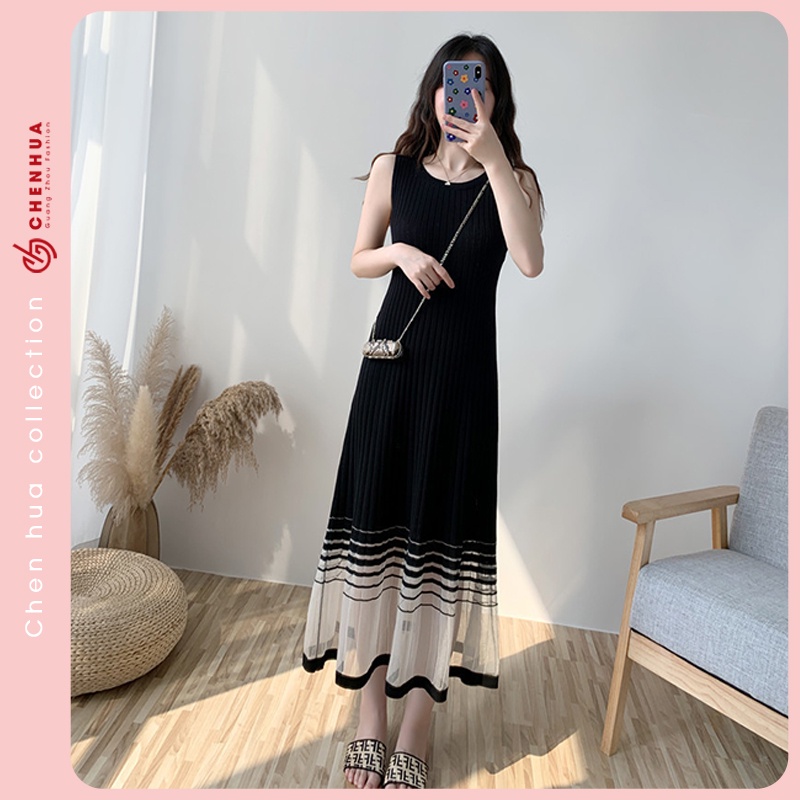 Váy len nữ ChenHua dáng dài chất len bẹt dày dặn đẹp VT18