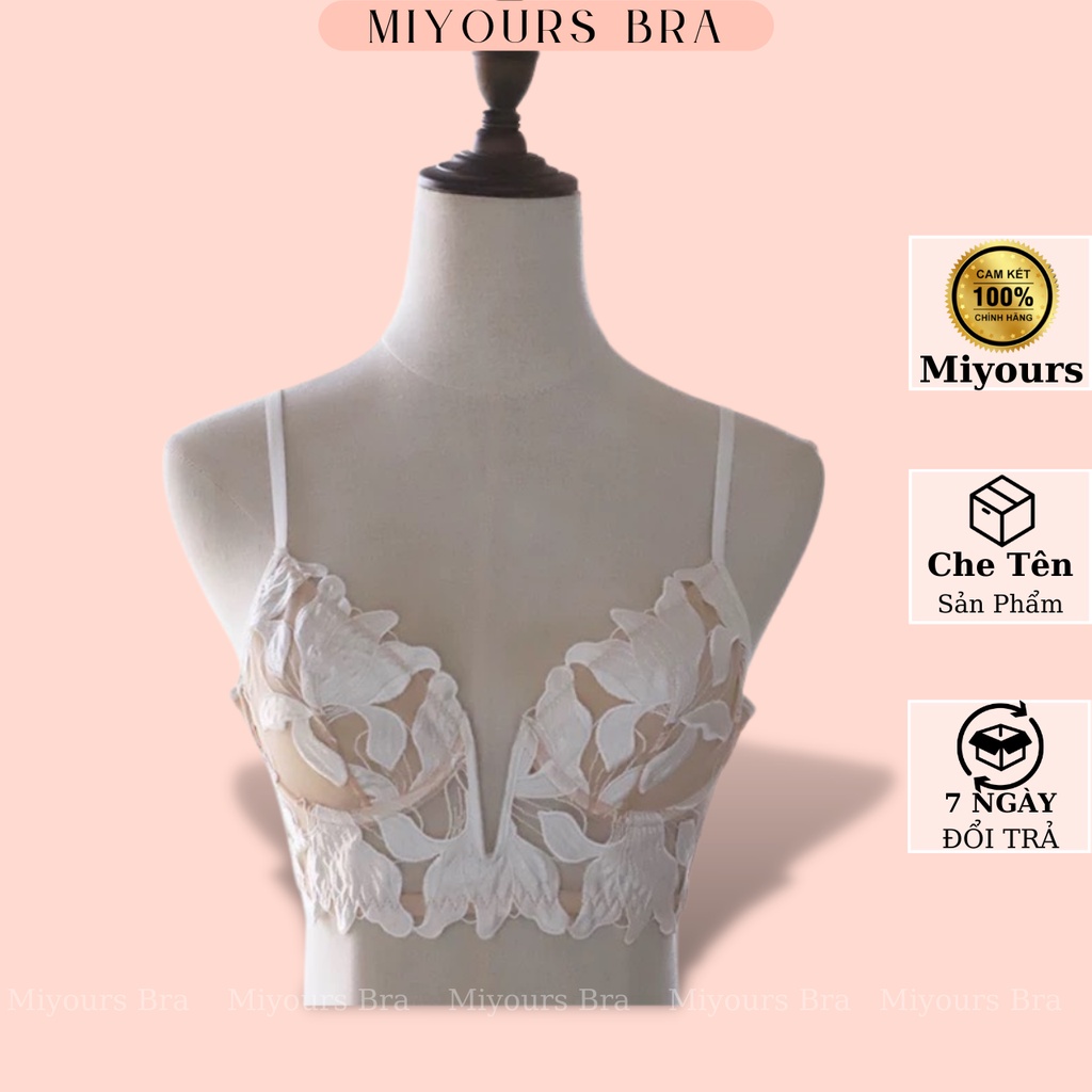 Áo lót bra corset nữ MiYours Fashion & More BR137 ren xẻ ngực sâu dáng dài có gọng đệm mỏng nâng ngực nhẹ nhàng êm
