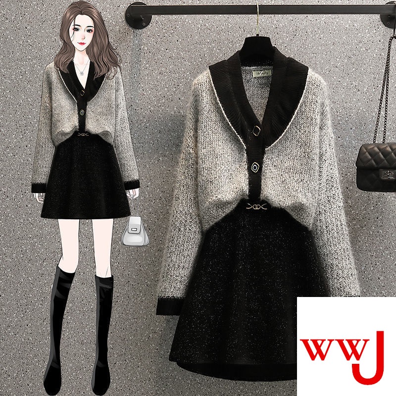 Set Áo Khoác Cardigan + Chân Váy Ngắn Phong Cách Hàn Quốc Thời Trang Mùa Thu 2022 Cho Nữ