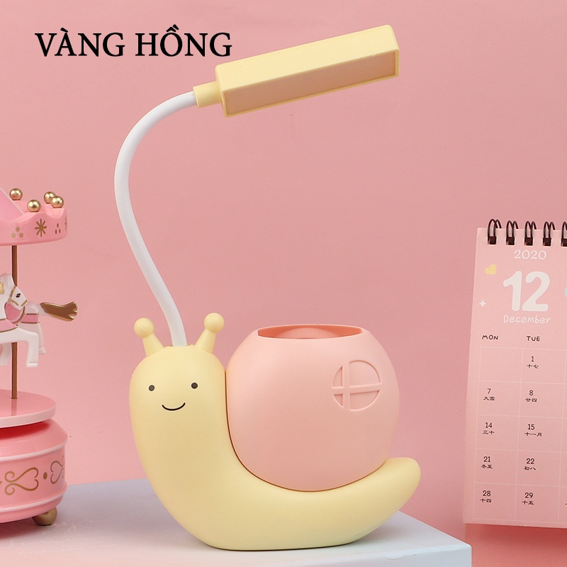 Đèn Học Nhỏ Gọn Chông Mỏi Mắt, Đèn Học Kèm Hộp Đựng Bút Hình Ốc Sên Dễ Thương, Đáng Yêu