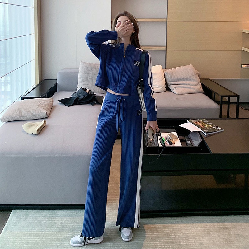 Bộ Đồ Thể Thao Dệt Kim Dáng Rộng Thời Trang Xuân Thu Phong Cách Phương Tây Cho Nữ