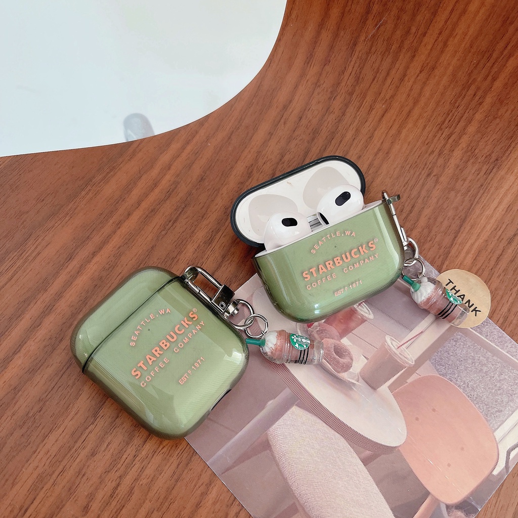 Vỏ Bảo Vệ Hộp Sạc Tai nghe không dây AirPods 1 2 3 Pro2 2022 Bằng tpu Mềm Trong Suốt Chống Sốc Màu Xanh Lá In Chữ Thời Trang