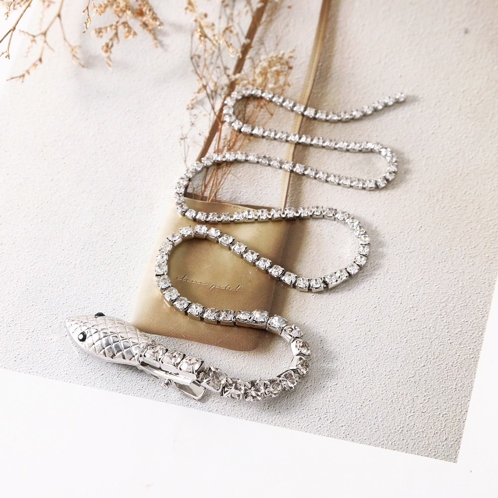 Kẹp Tóc Hợp Kim Hình Rắn Đính Đá Lấp Lánh Phong Cách Hàn Quốc Cho Nữ