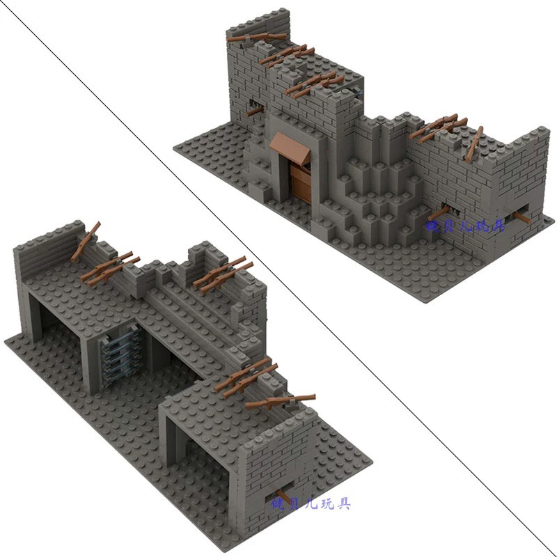 Combo 10 viên Gạch 1x2  - Đồ chơi lắp ráp gạch MOC part Gạch vân tường 1x2 Gạch xây thành trì