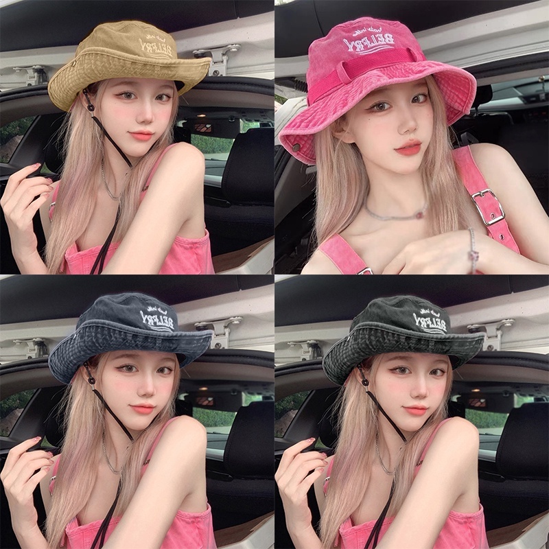 Mũ Bucket Jeans Thêu Chữ Thời Trang Cho Nữ