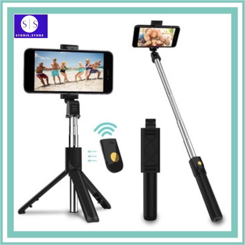 Gậy chụp hình selfie K07 có giá đỡ 3 chân điều chỉnh độ cao, nhỏ gọn dễ mang theo, remote bluetooth chụp ảnh từ xa