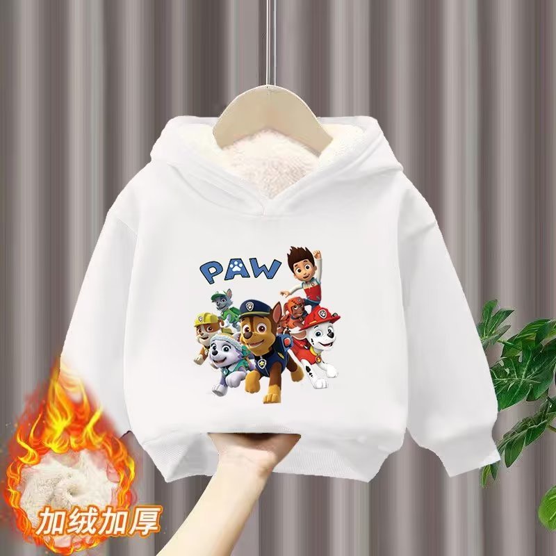 Áo Hoodie Tay Dài Cổ Tròn Lót Lông Cừu Dày In Họa Tiết Thời Trang Mùa Thu Mới Cho Bé Trai