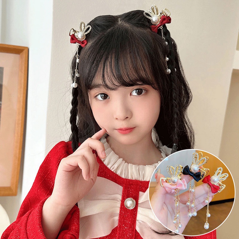 Kẹp Tóc Tua Rua Hình Tai Thỏ Đáng Yêu Cho Bé Gái