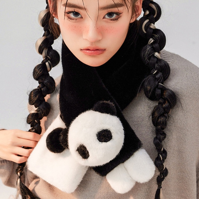 Khăn Choàng Lông Giả Đa Năng In Họa Tiết Hoạt Hình Dễ Thương Cho Nữ