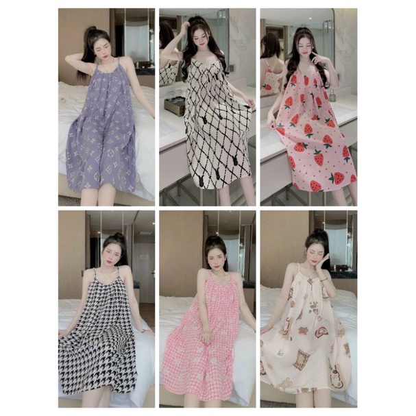 Váy ngủ mặc nhà dây siêu cute mịn mát