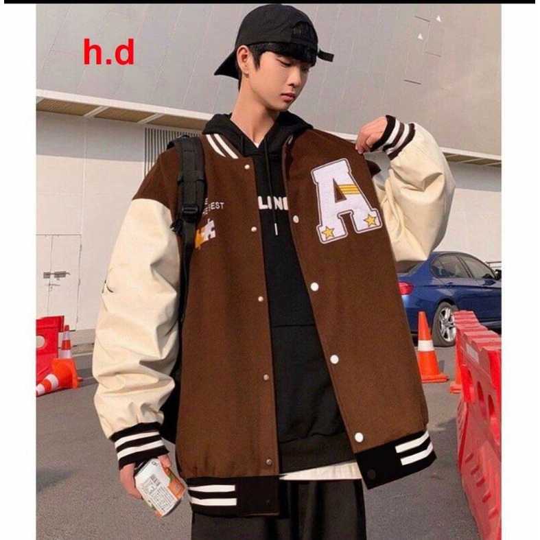 Áo Khoác Bomber A SAO Mảnh Ghép 3 màuJacket Unisex Chất nỉ cottonÁo Bóng Chày Phong cách Thể thao