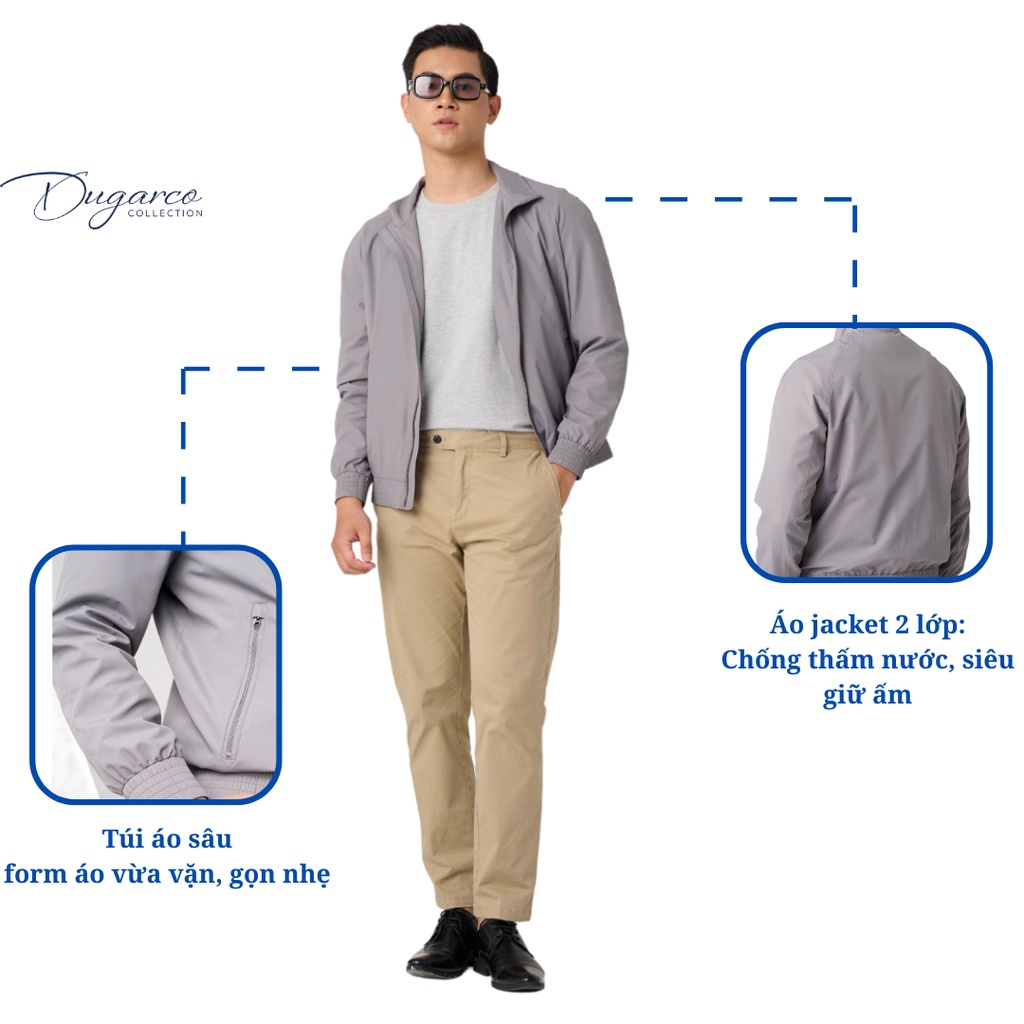 Áo khoác jacket DUGARCO nam 2 lớp dáng bo cao cấp tính năng trượt nước 228JM22082