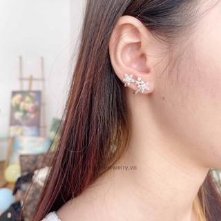 [Bạc] Khuyên tai bạc Grace - Hoa đôi Lucious (Đôi)