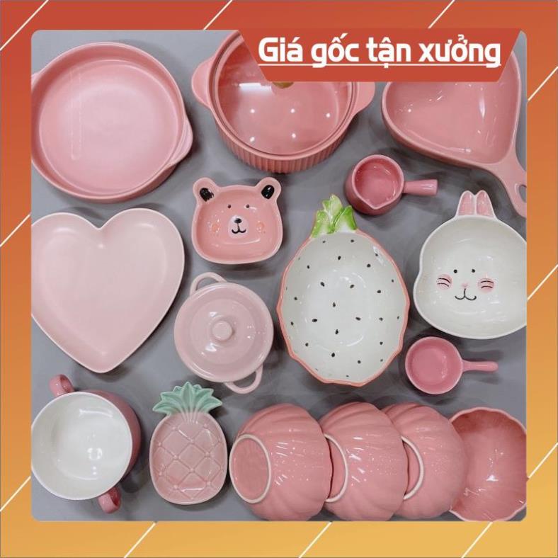 Giá Siêu Rẻ Tổng hợp mẫu màu Hồng Chén Sứ Bát Ăn Cơm Bộ Bát Đĩa Decor Chén Dĩa Sứ Mầu Hồng Dễ Thương Cute Cao Cấp
