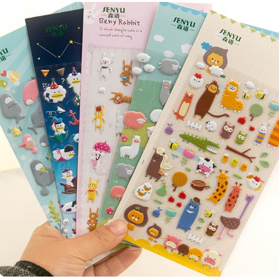Sticker/hình dán trang trí hình động vật dạng nổi