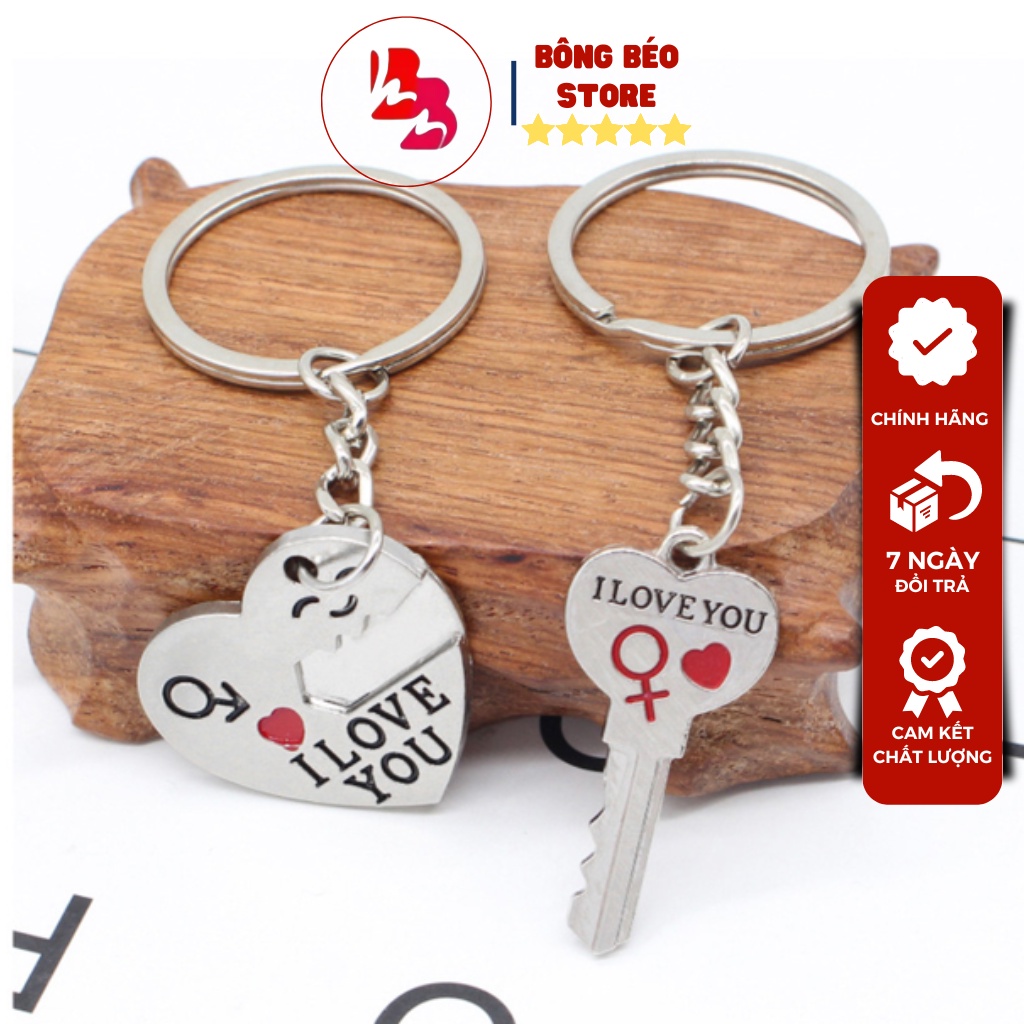 Móc khóa trái tim và chìa khóa trái tim,móc khoá bản kết nối dành cho các cặp tình nhân cực dễ thương móc khoá tình nhân