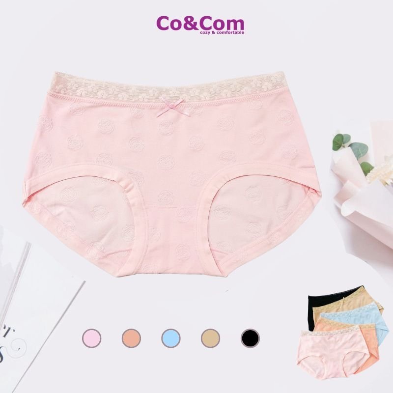 Quần Lót Nữ Cotton Bông Co&Com Thiết Kế Cạp Trung Họa Tiết Hoa Dễ Thương Lót Đũng Kháng Khuẩn No159